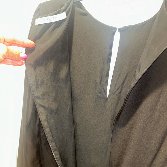 Givenchy 100% Silk Black Midi Long Sheer Sleeve Zip Back Dress Size 36 - Picture 5 of 7